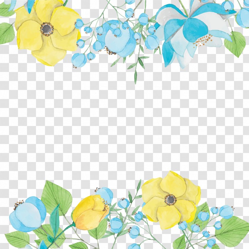 Watercolor Painting Blue Download - Elegant Flowers Decorative Background Vector Transparent PNG