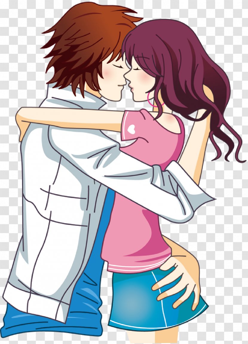 The Lovers Cartoon Drawing Couple - Watercolor - Men And Women Embrace Transparent PNG