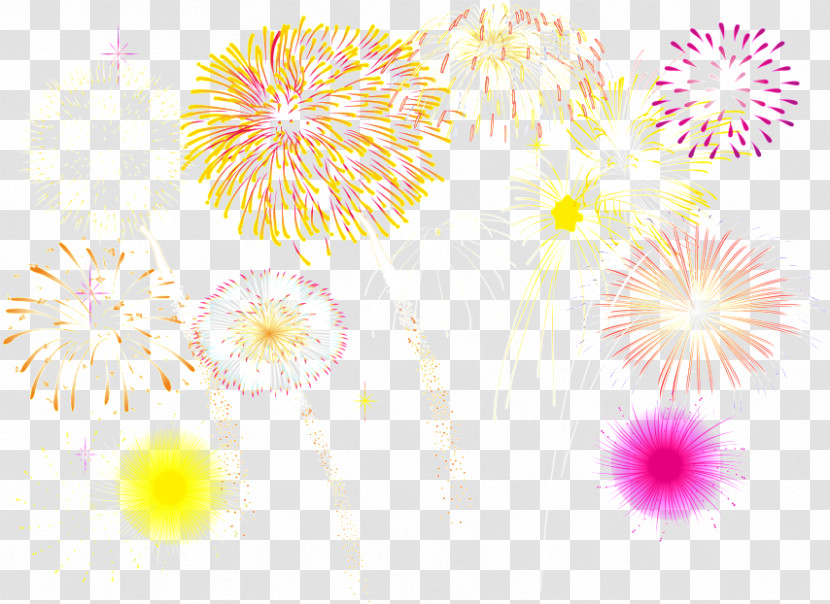 Yellow Flower Fireworks Plant Pattern Transparent PNG