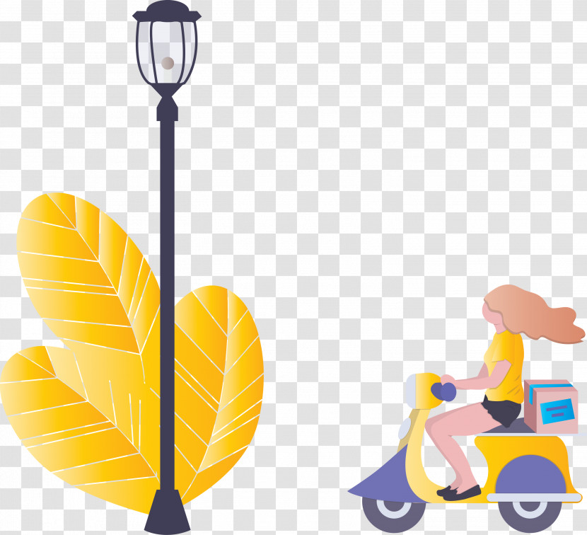 Street Light Motorcycle Delivery Transparent PNG