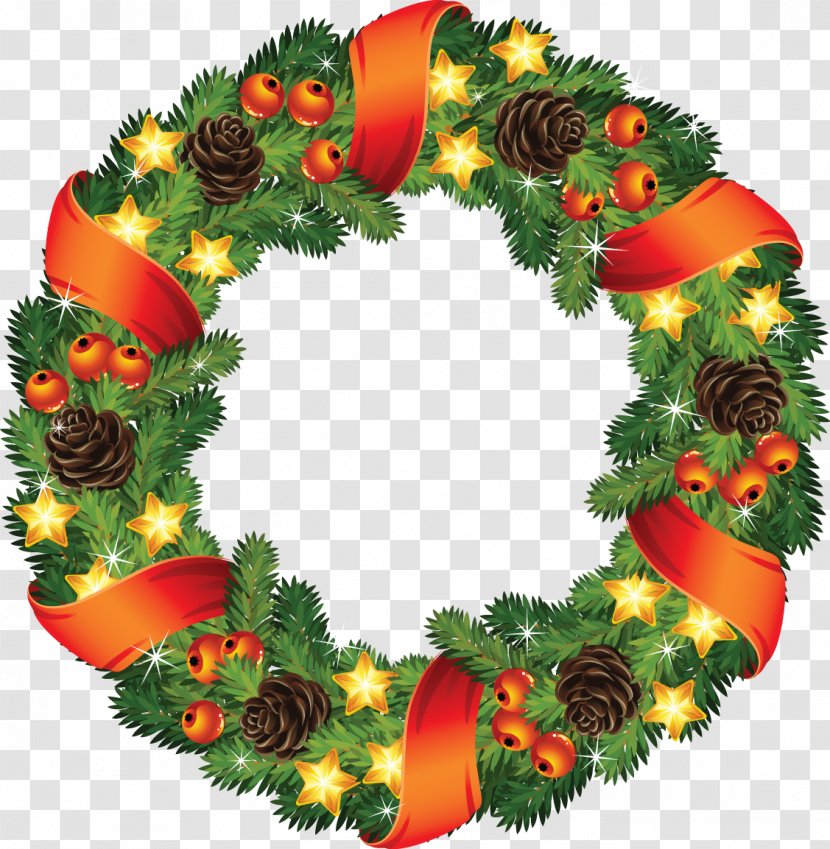 Santa Claus Christmas Wreath Clip Art - Floral Design Transparent PNG