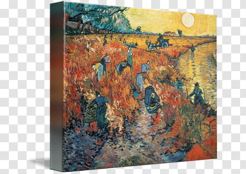 The Red Vineyard Irises Langlois Bridge At Arles Van Gogh - Posters PaintingVincent Transparent PNG