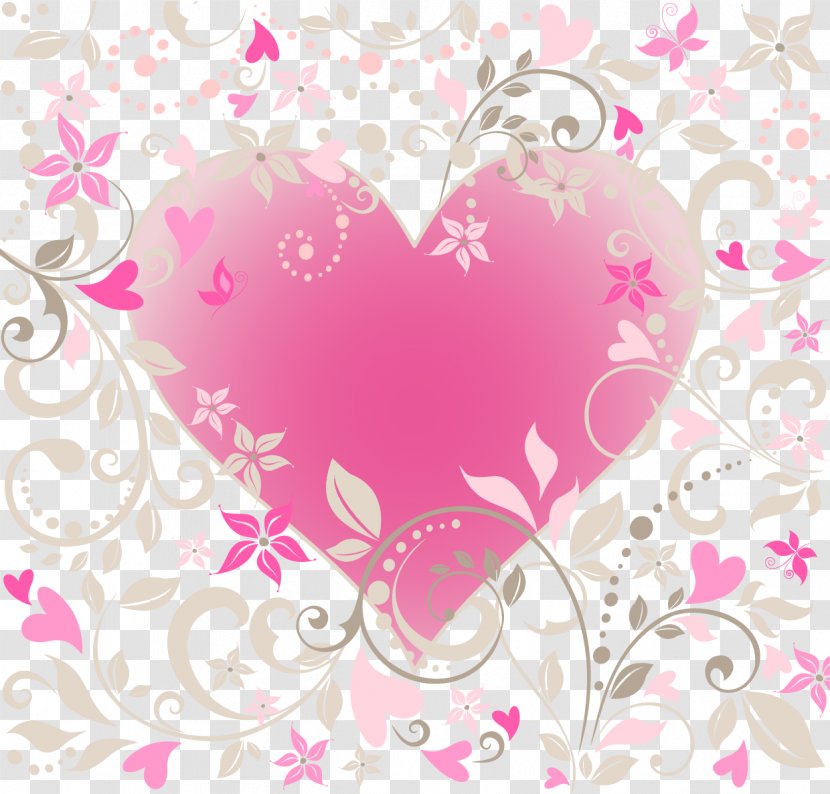 Heart Flower Valentines Day Illustration - Floral Design - Vector Pink Flowers Transparent PNG
