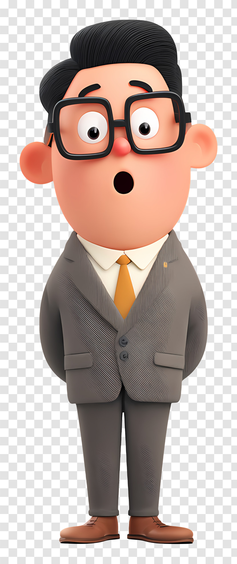 Surprised Businessman 3D Cartoon Transparent PNG