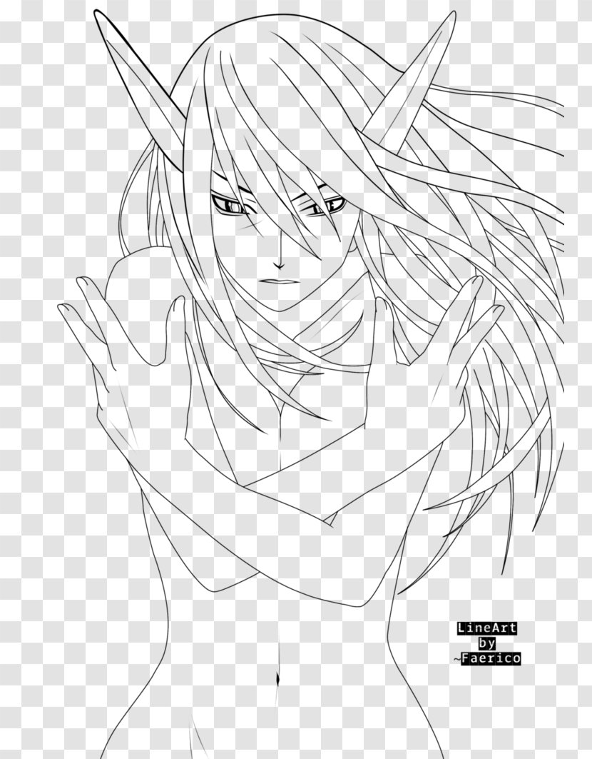 Line Art Elfen Lied Rena Ryugu Color Sketch - Cartoon Transparent PNG