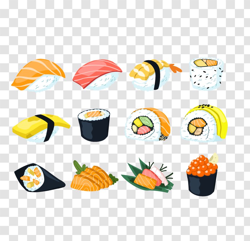 Sushi Japanese Cuisine Sashimi Onigiri Fusion - Chef - Vector Collection Transparent PNG