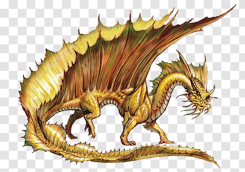 Draconomicon Dungeons & Dragons Gold Metallic Dragon - Legendary Creature - Hand-painted Transparent PNG