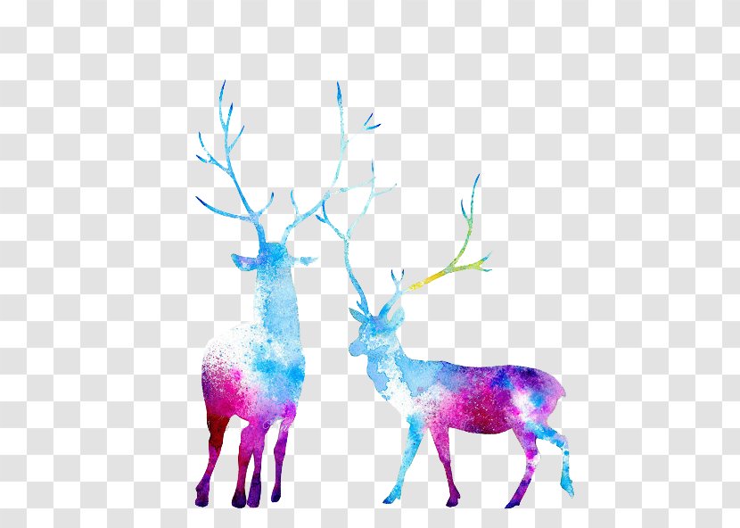 Reindeer Moose Watercolor Painting - Pink - Deer Transparent PNG