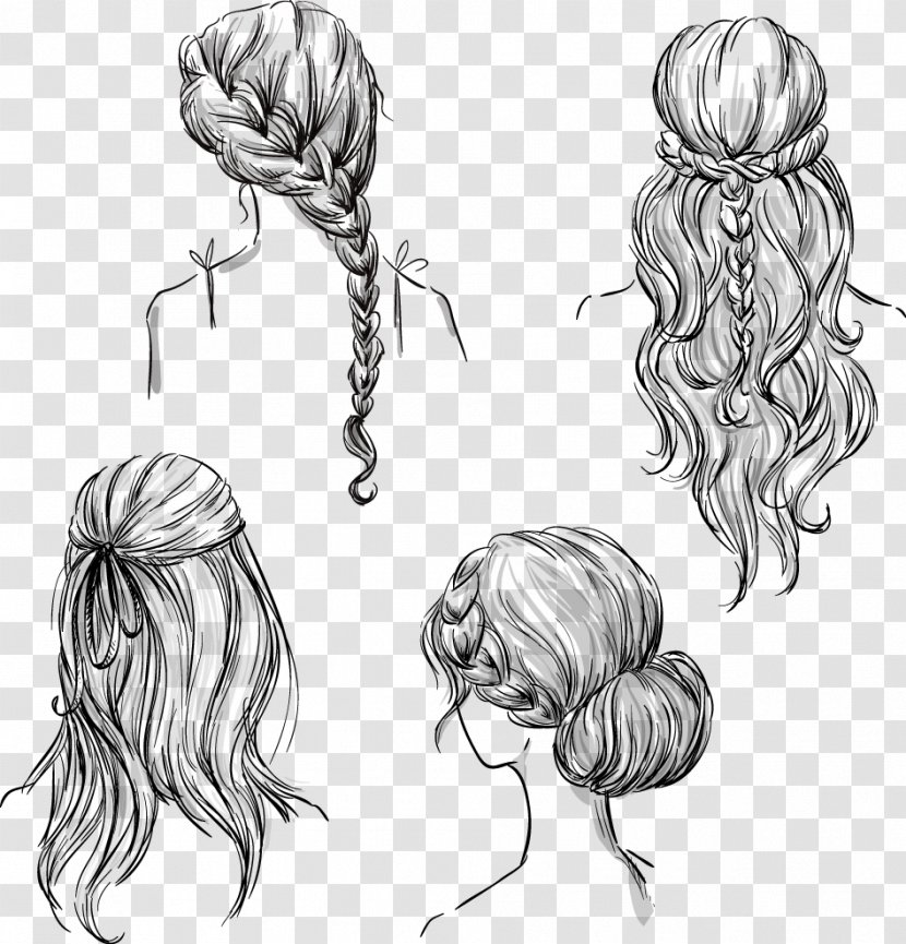 Drawing Hairstyle Sketch - Bun - Hand-painted Four Kinds Goddess Transparent PNG