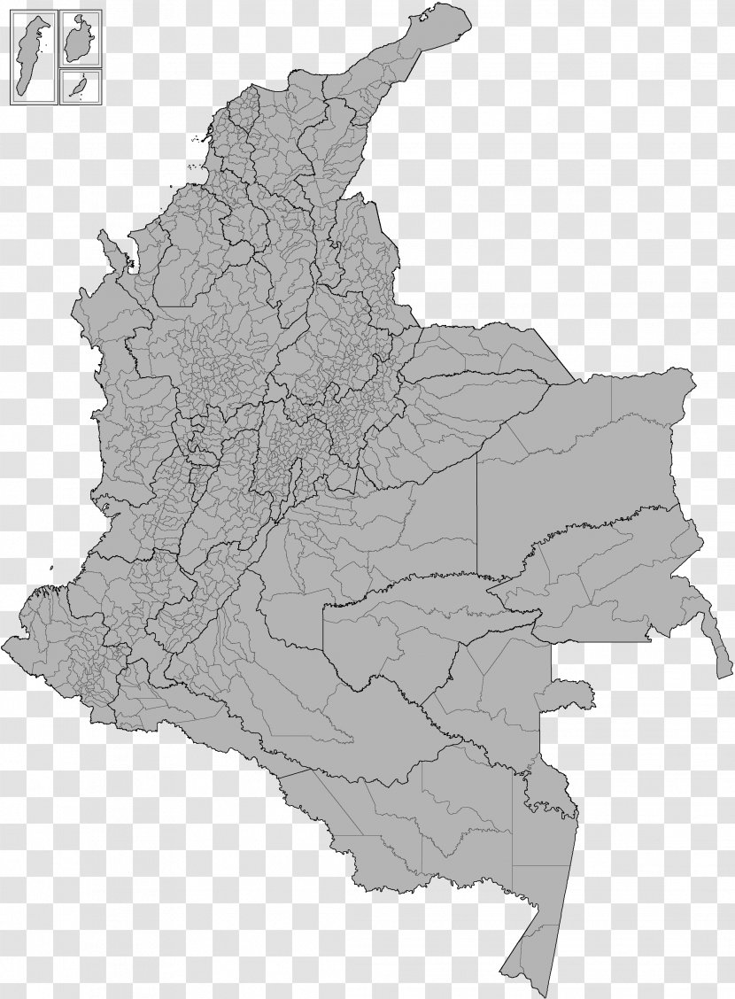 Departments Of Colombia Map Geography Information - Black And White Transparent PNG