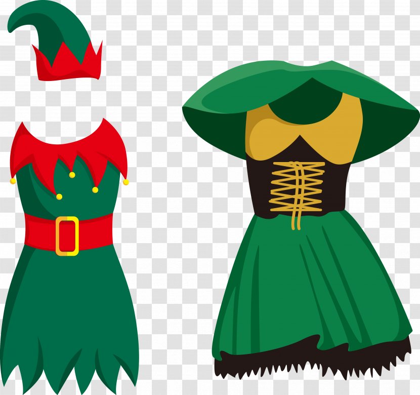 Clothing Dress - Green - Vector Elf Costumes Transparent PNG