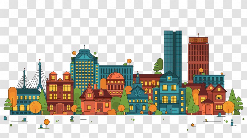 Cartoon Skyline Animation Transparent PNG