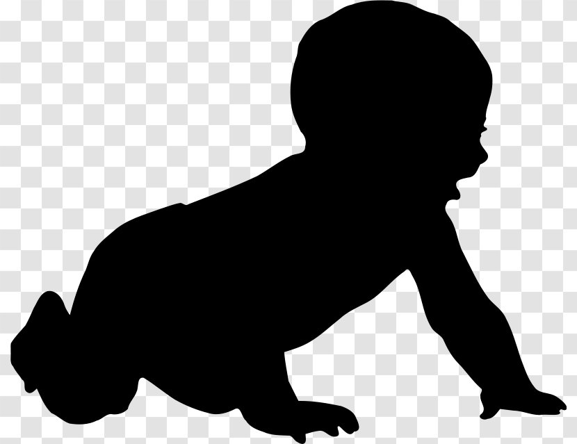 Silhouette Infant Drawing Clip Art - Black And White Transparent PNG