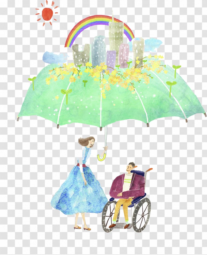 Wheelchair Disability Sitting - A Man In Under An Umbrella Transparent PNG