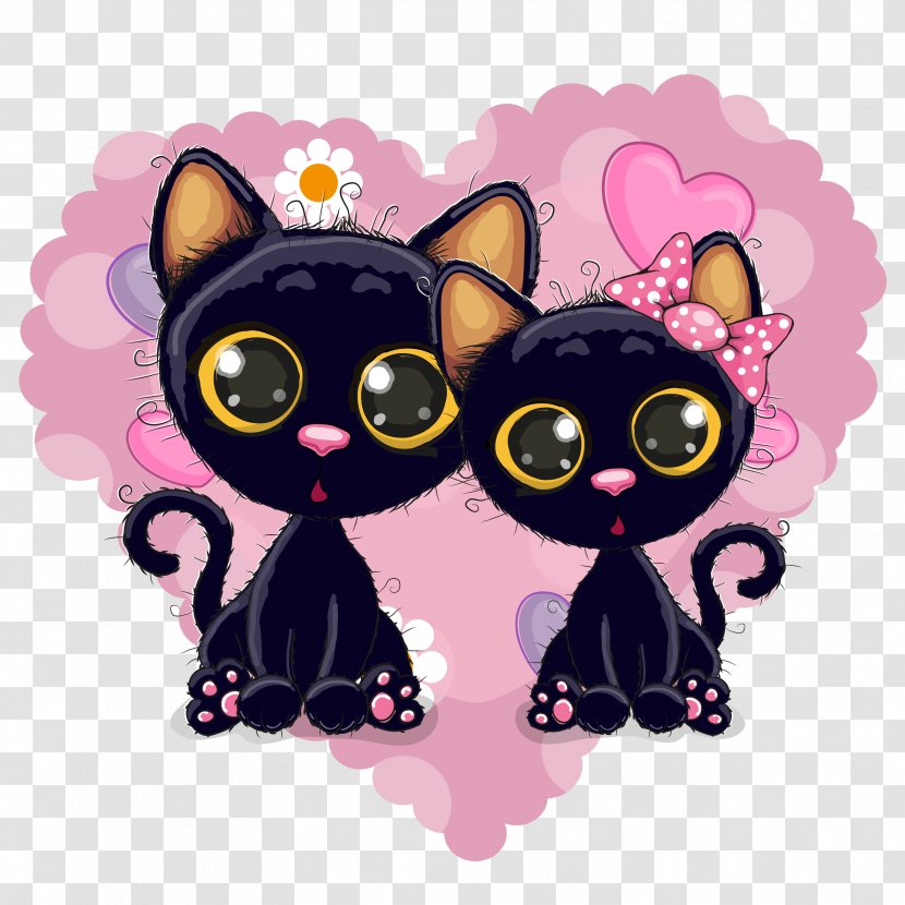 Kitten Black Cat Hello Kitty Cartoon - Carnivoran Transparent PNG