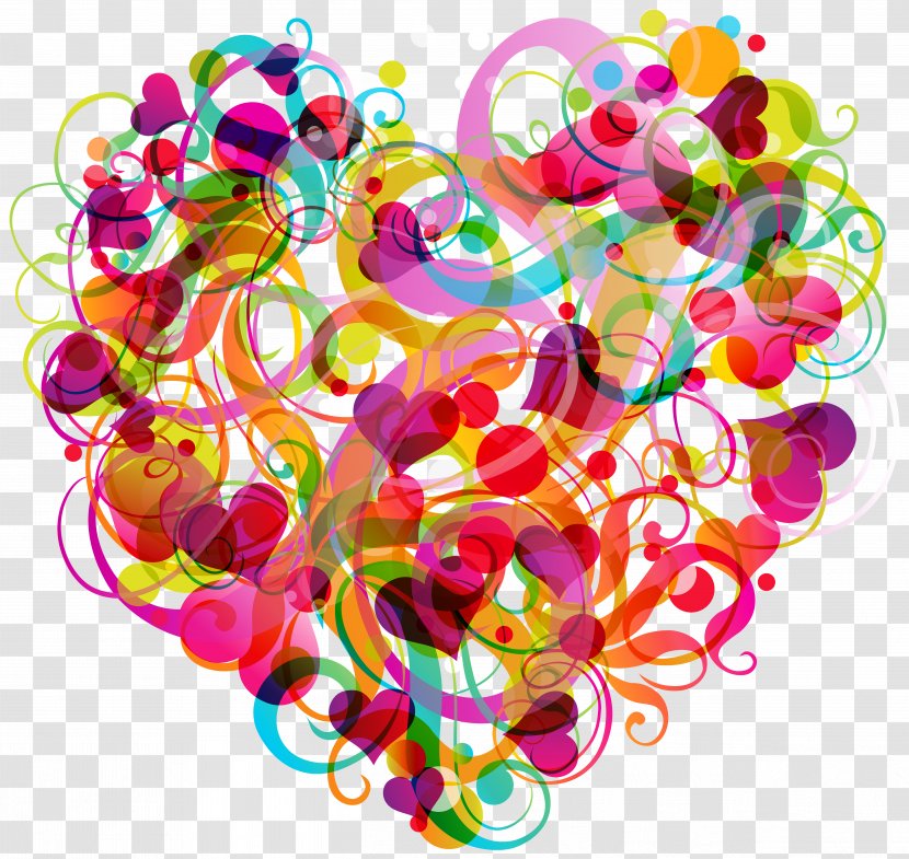 Heart Color Clip Art - Floral Design - Creative Transparent PNG