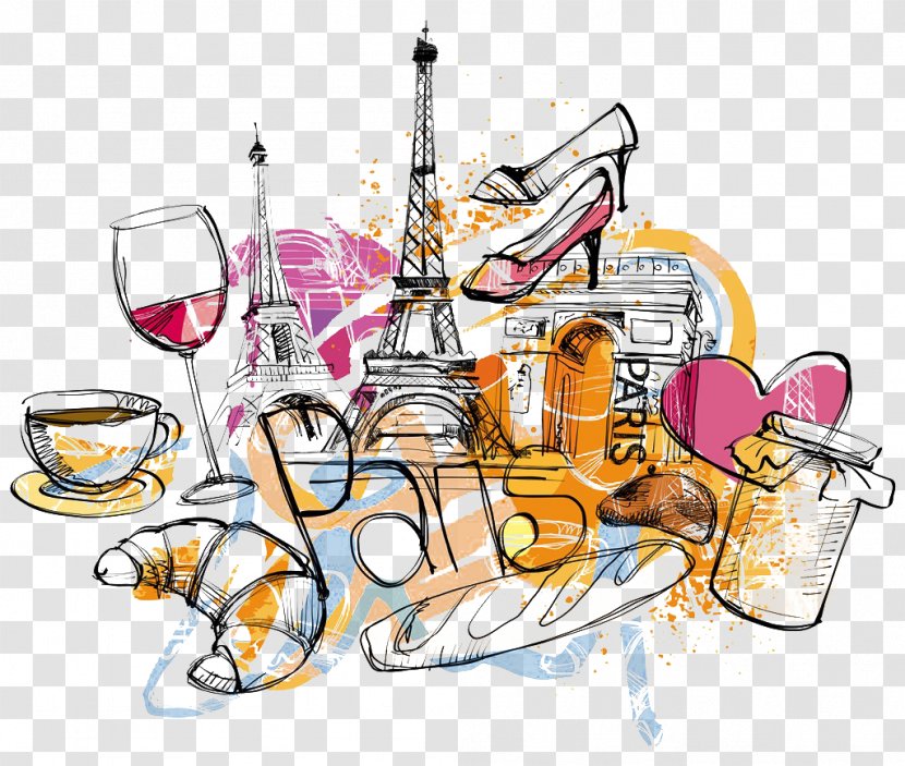 Eiffel Tower Poster Illustrator Illustration - Paris Watercolor Stick Figure Design Transparent PNG