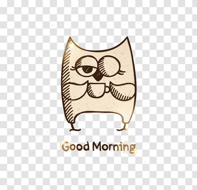 Coffee Cup Latte Owl - Royaltyfree - Hand-painted Vector Material Transparent PNG