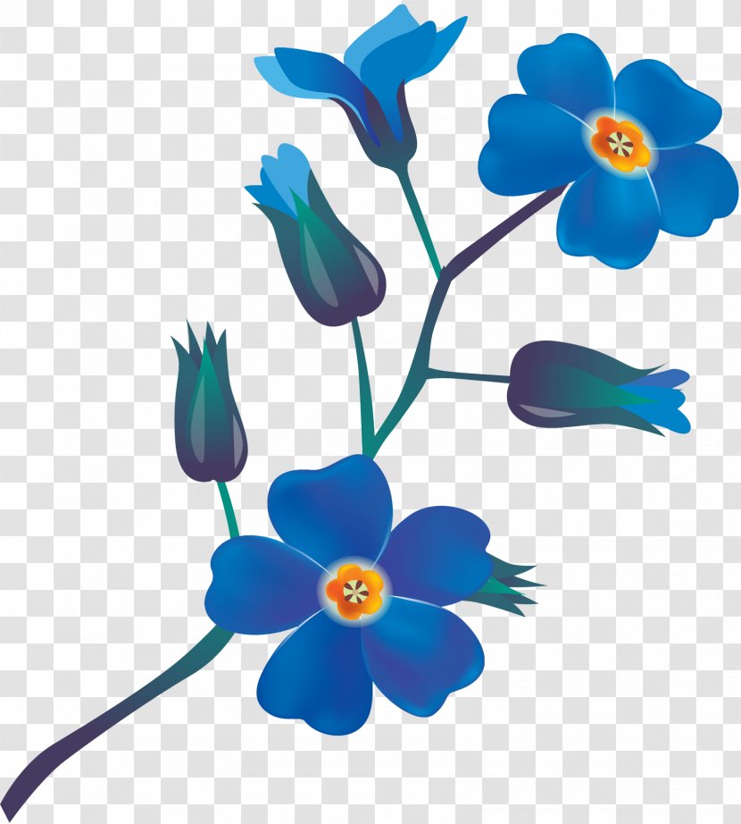 Cut Flowers Plant Stem Clip Art - Flora - Blue Transparent PNG
