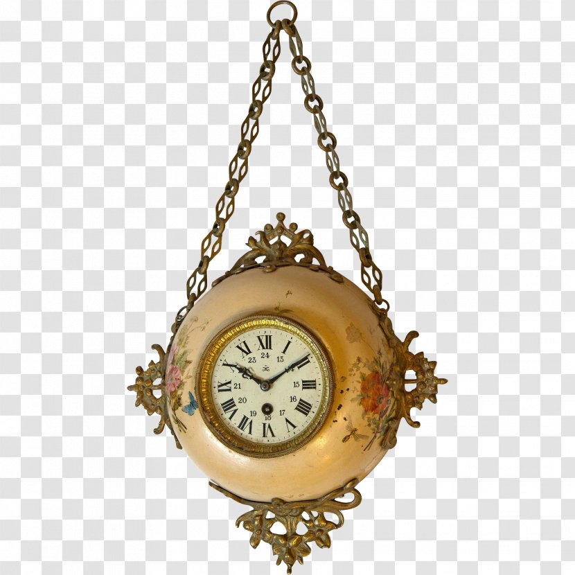 Clock Antique Furniture Comtoise - Brass - Creeper Hang On Road Floral Transparent PNG
