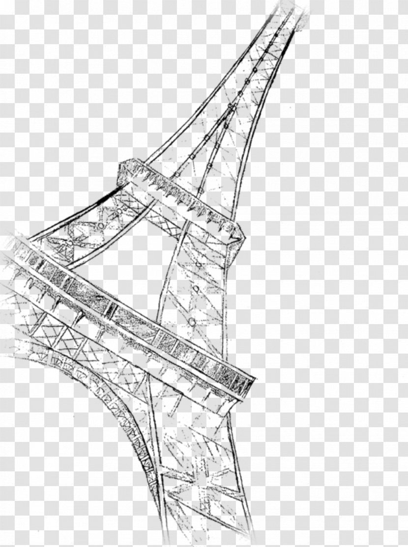 Eiffel Tower Drawing Painting Line Art Sketch - Monochrome Transparent PNG