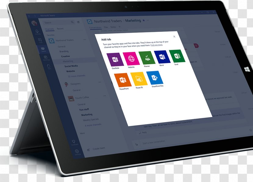 Tablet Computers Microsoft Teams Office 365 - Online Chat - Enterprise X Chin Transparent PNG