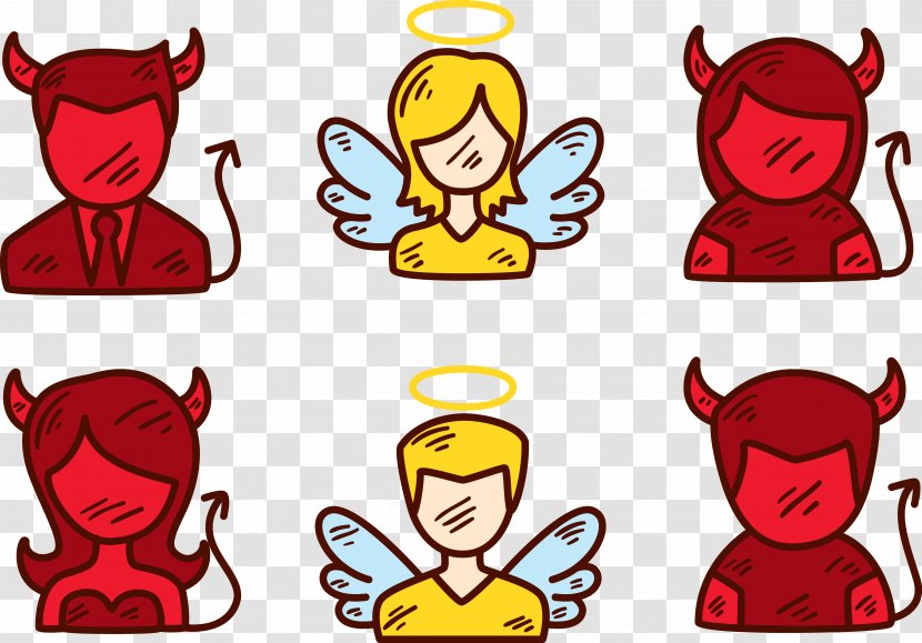 Devil Angel Demon Illustration - Demons And Angels Transparent PNG