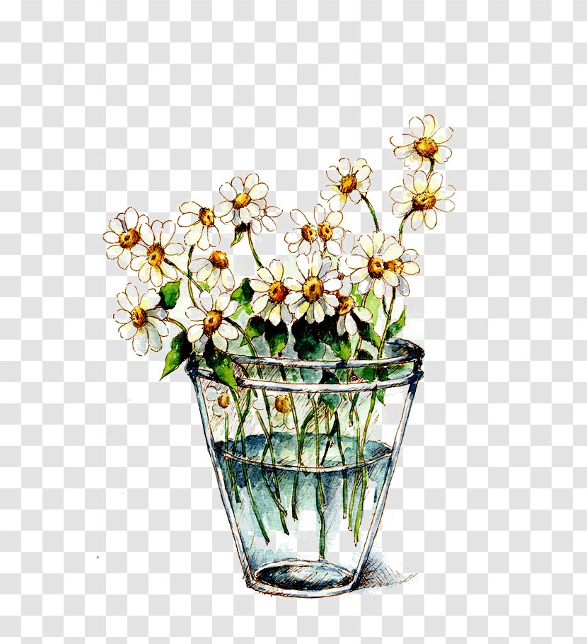Download Glass Illustration - Flower Bouquet - Hand-painted Flowers Transparent PNG