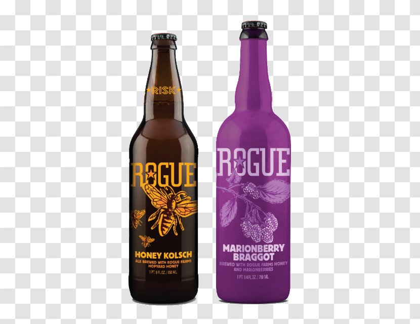 Rogue Ales Beer Bottle Kölsch - Craft - Bees Gather Honey Transparent PNG