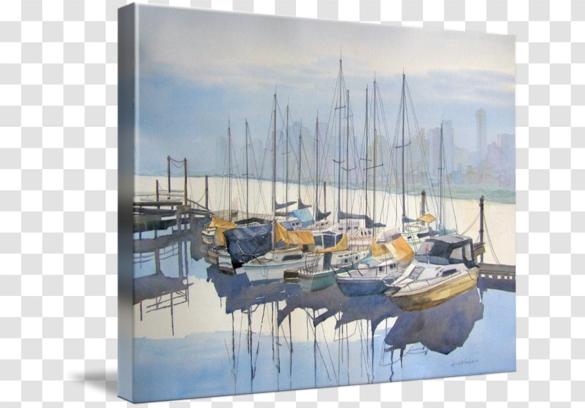 Watercolor Painting Sailboat Marina - Calm Transparent PNG