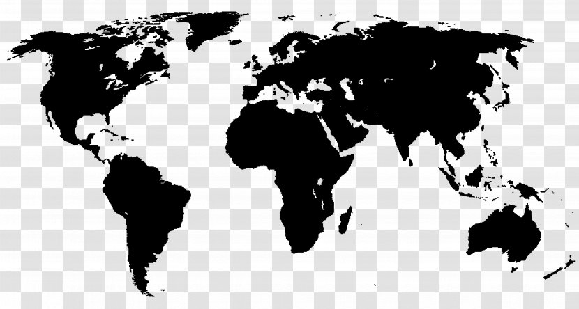 World Map Black And White Clip Art Transparent PNG