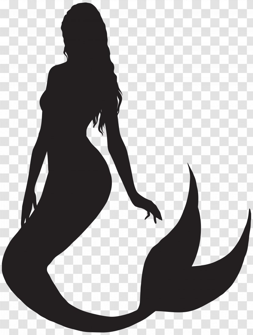 Ariel Mermaid Silhouette Clip Art - Black And White - Tail Transparent PNG