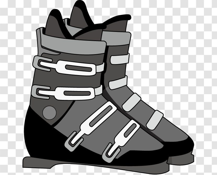 Ski Boots Skiing Sport Clip Art - Black Transparent PNG