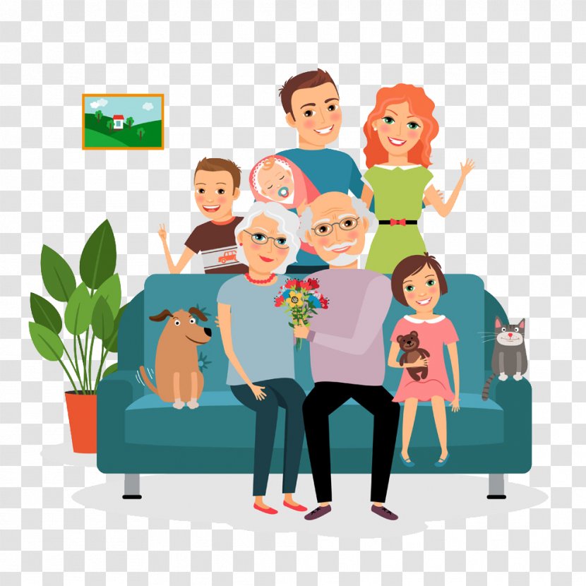 Family Couch Father Illustration - Male - Happy Transparent PNG
