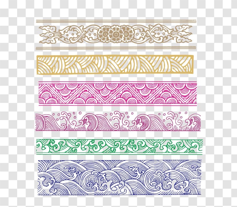 China Motif Chinoiserie - Purple - Chinese Classical Wave Patterns Transparent PNG