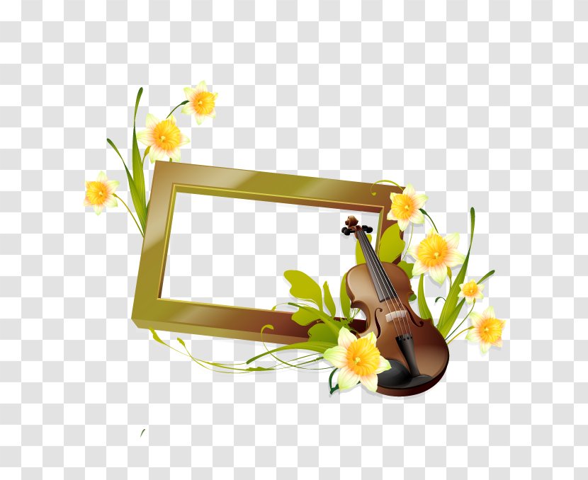 Sticker Violin Clip Art - Floral Design Transparent PNG