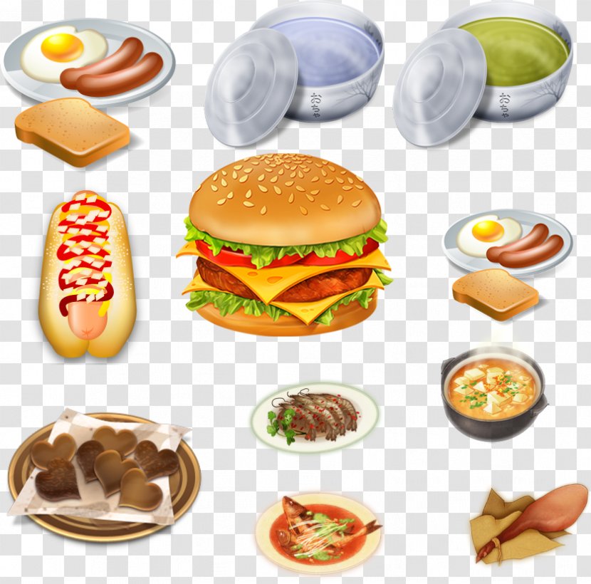 French Fries Breakfast Cheeseburger Junk Food Slider - Colored Transparent PNG