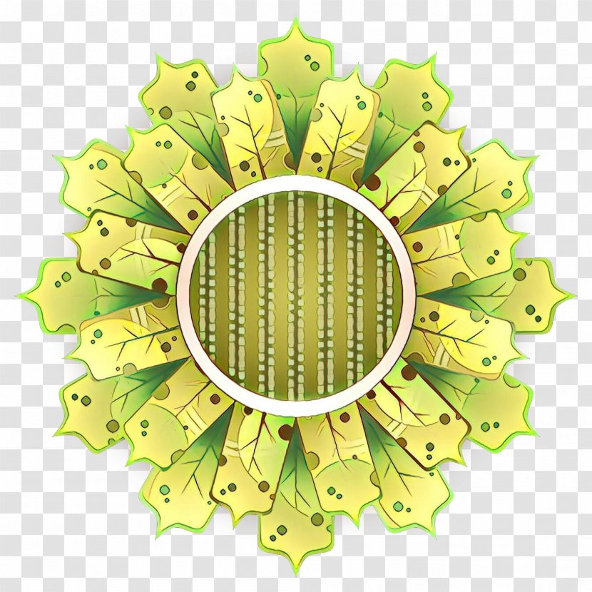 Green Leaf Yellow Circle Plant - Cartoon Transparent PNG