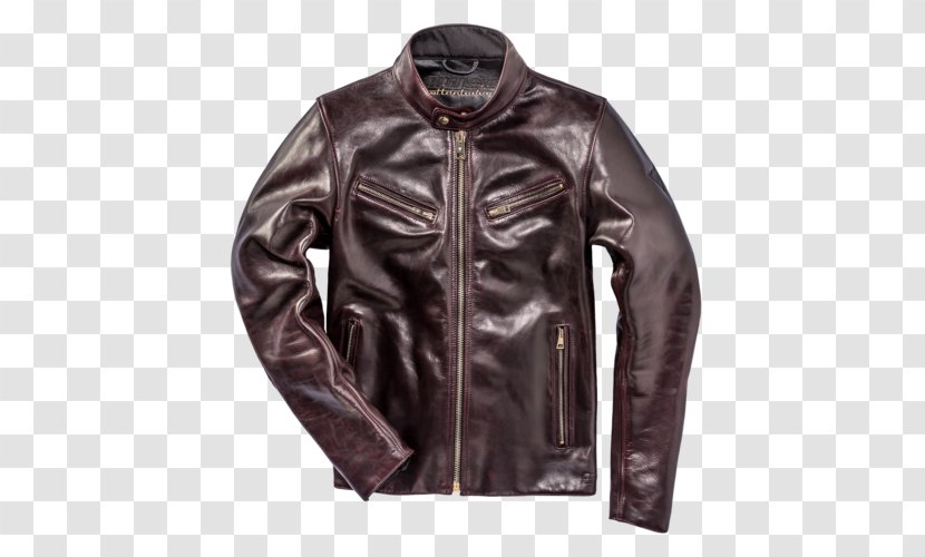 Leather Jacket Motorcycle Cordovan - Textile Transparent PNG