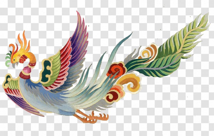 Fenghuang Painting - Chicken - China Wind Color Phoenix Peacock Transparent PNG