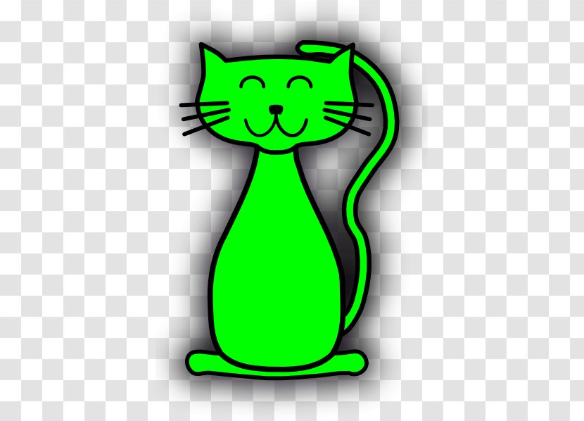 Pink Cat Kitten Clip Art Vector Graphics - Green Tail Transparent PNG
