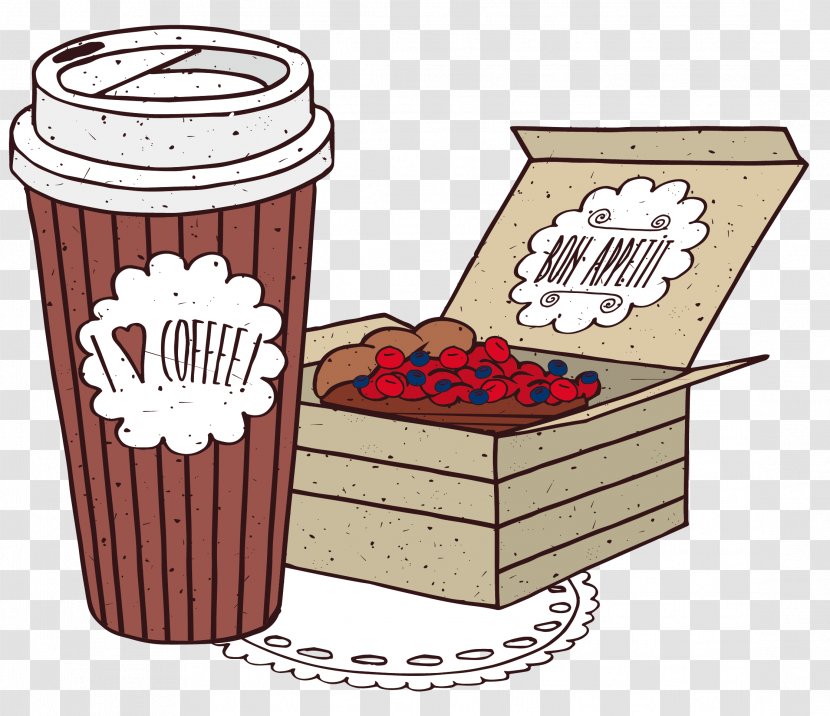 Coffee Cappuccino Breakfast Bakery Illustration - Cake - And Cranberries Transparent PNG