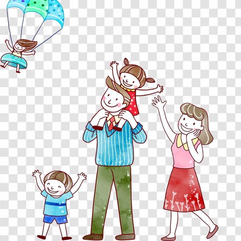 Cartoon Parent Child Illustration - Heart - Family Transparent PNG
