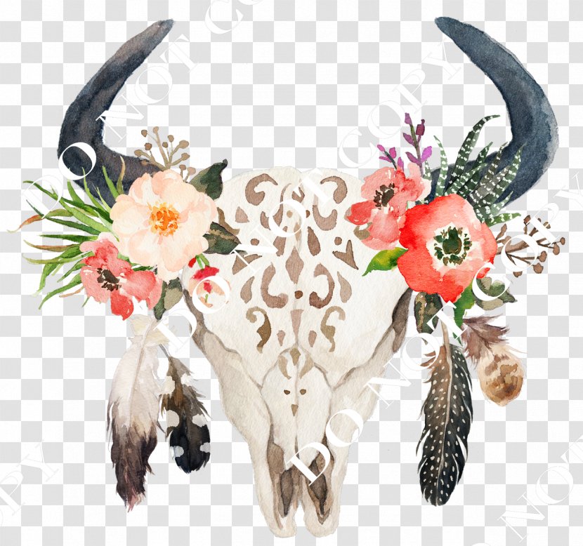 Cattle Wedding Invitation Floral Design Flower Boho-chic - Bouquet - Boho Chic Animals Transparent PNG