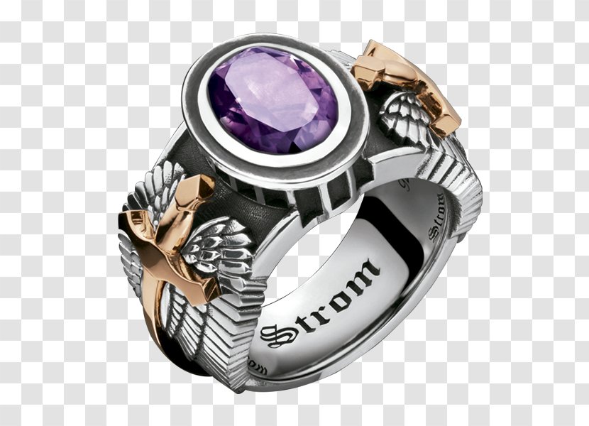 Amethyst Ring Jewellery Silver Watch - Purple Transparent PNG