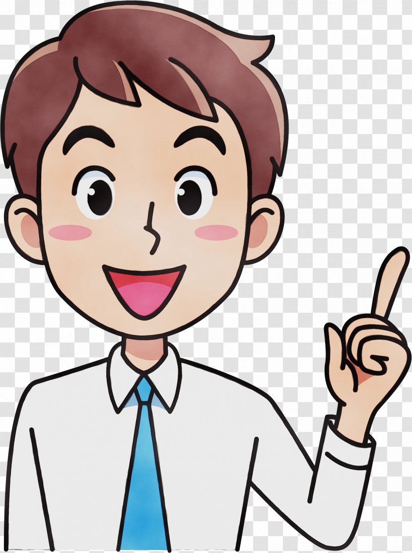 Face Cartoon Finger Cheek Facial Expression - Watercolor - Smile Nose Transparent PNG