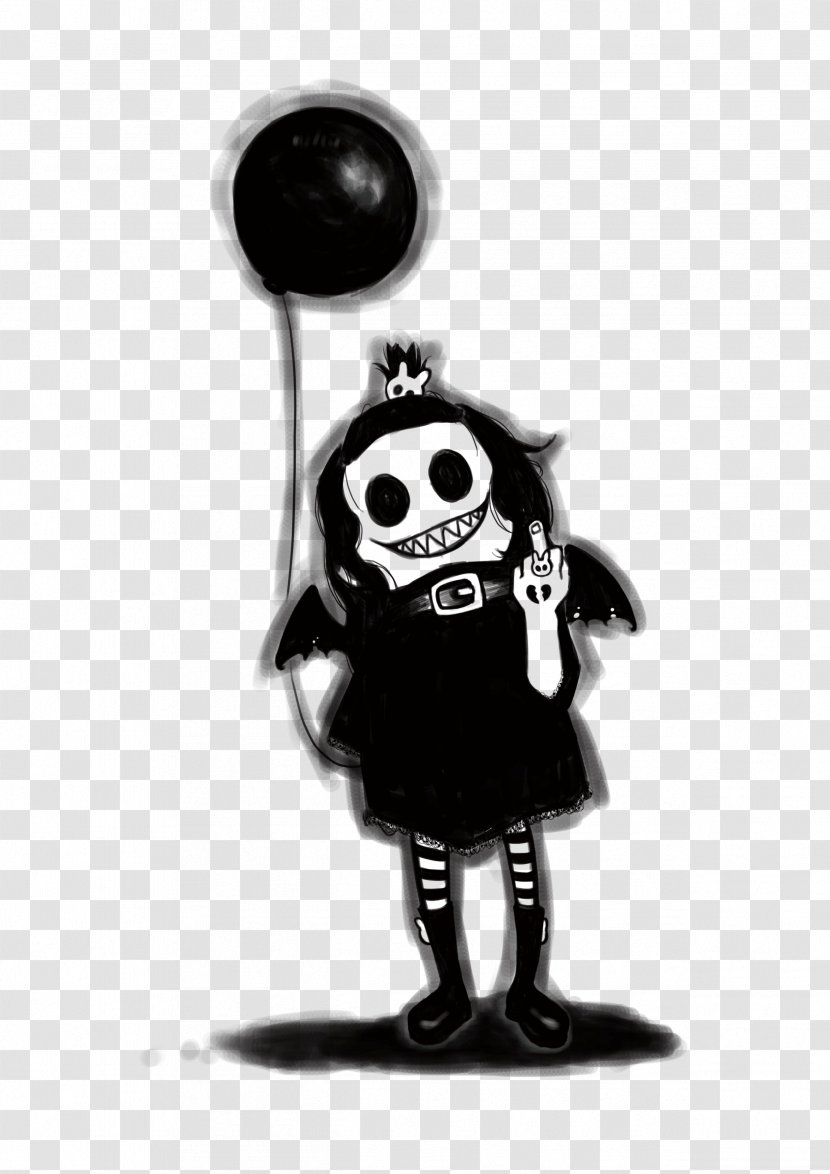 Demon Computer File - Black And White - Punk Balloon Belly Wings Cartoon Transparent PNG