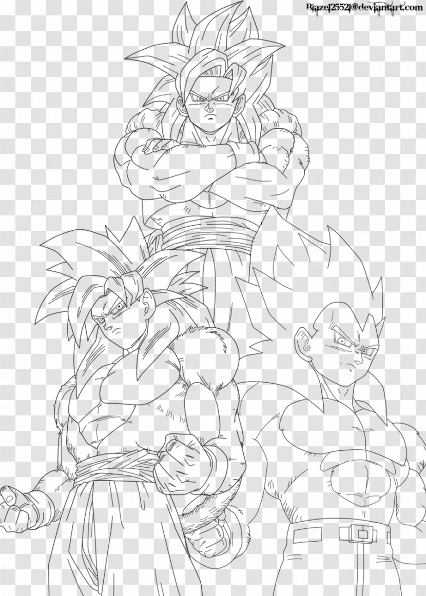 Goku Vegeta Gogeta Gohan Sketch - White Transparent PNG