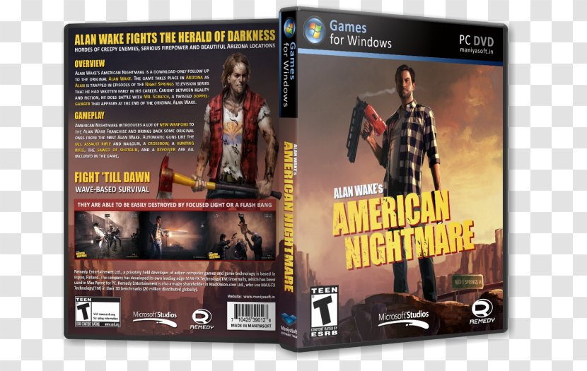 Alan Wake's American Nightmare PC Game Video - Software - Toy Transparent PNG