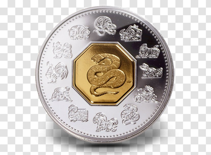 Silver Coin Canada Gold - Commemorative - Year Of The Snake Transparent PNG